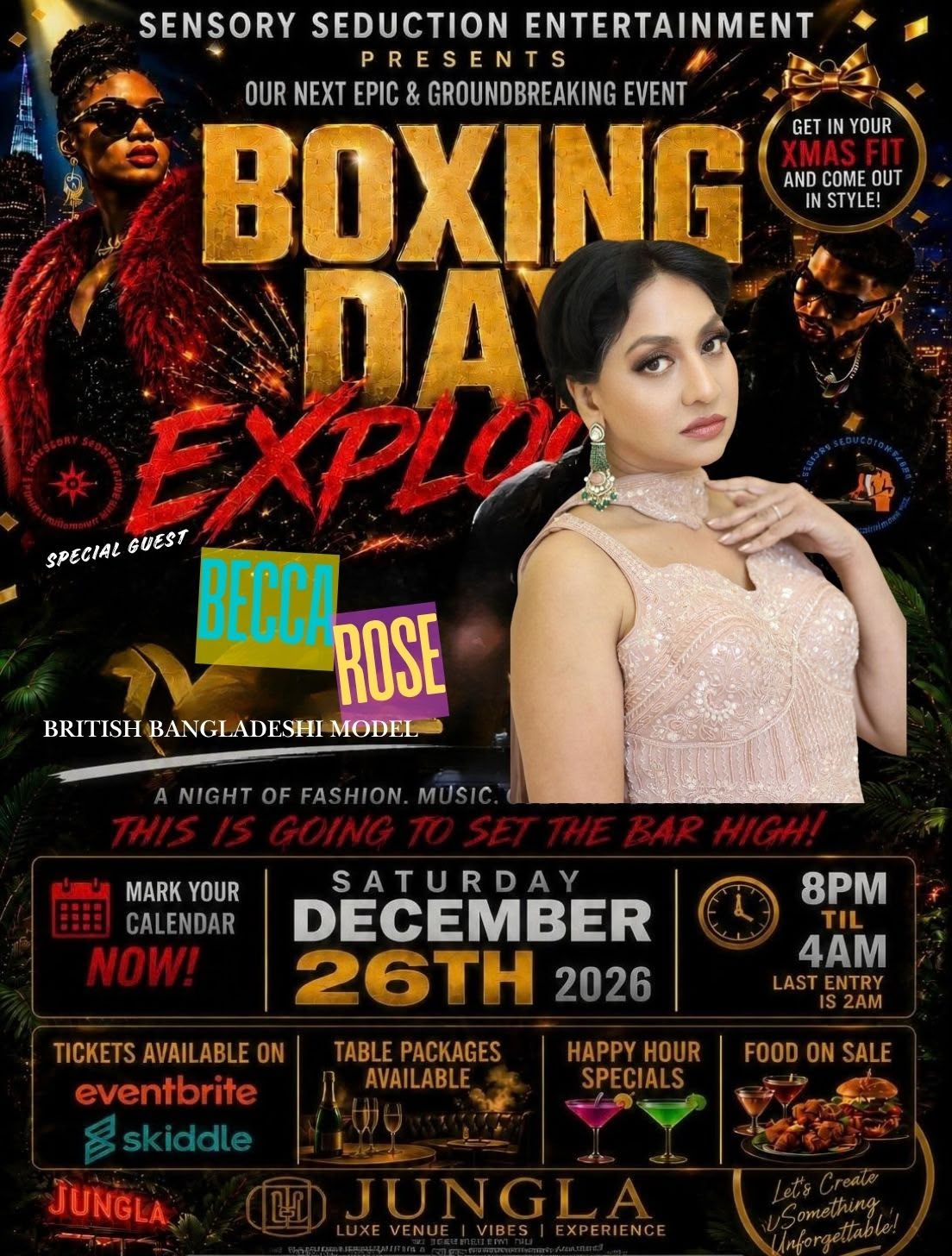 Boxing Day Explosion 2026 special guest Becca Rose poster