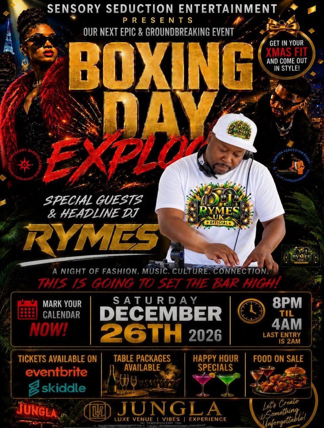 Boxing Day Explosion 2026 poster featuring DJ Rymes UK