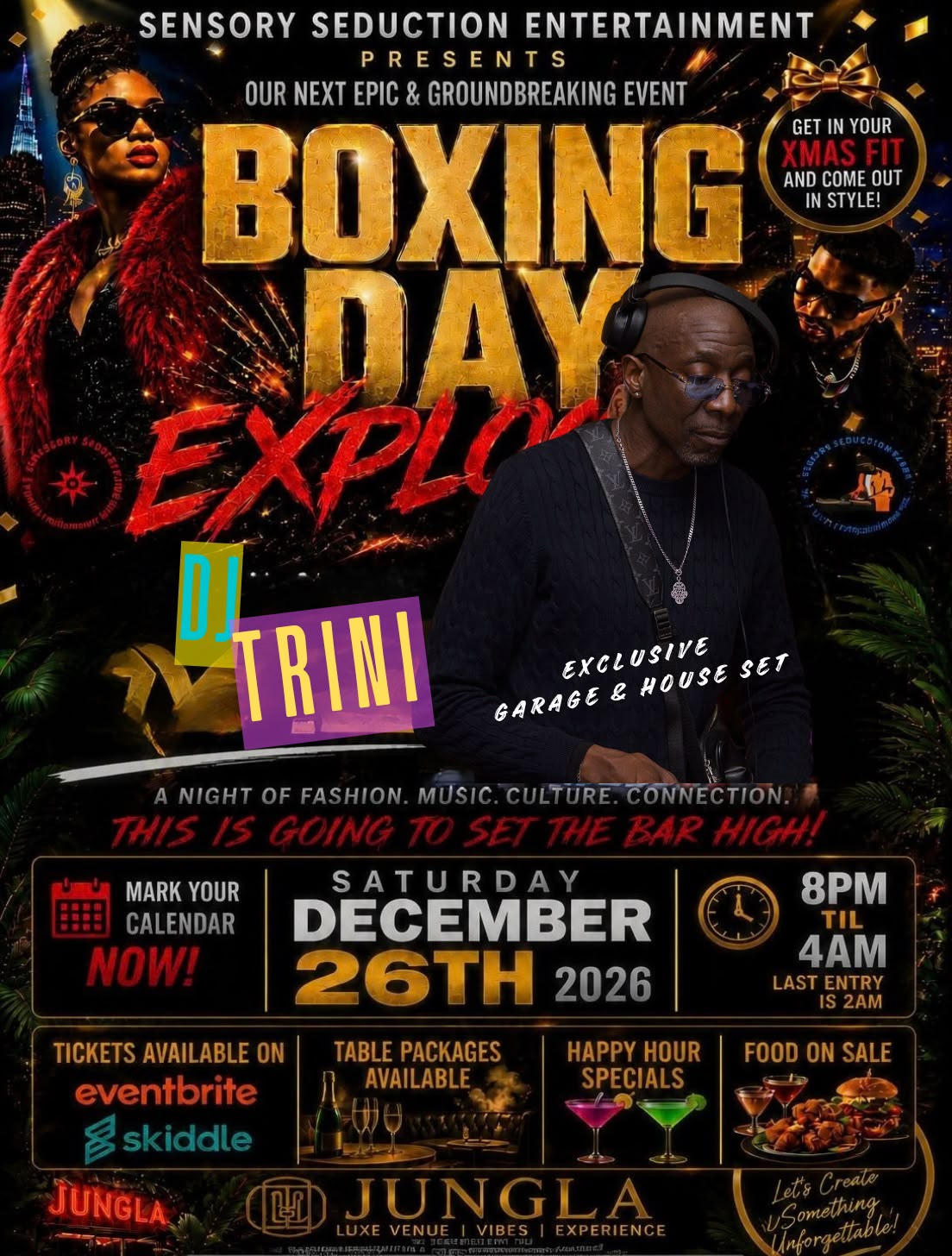 Boxing Day Explosion 2026 special guest DJ Trini poster