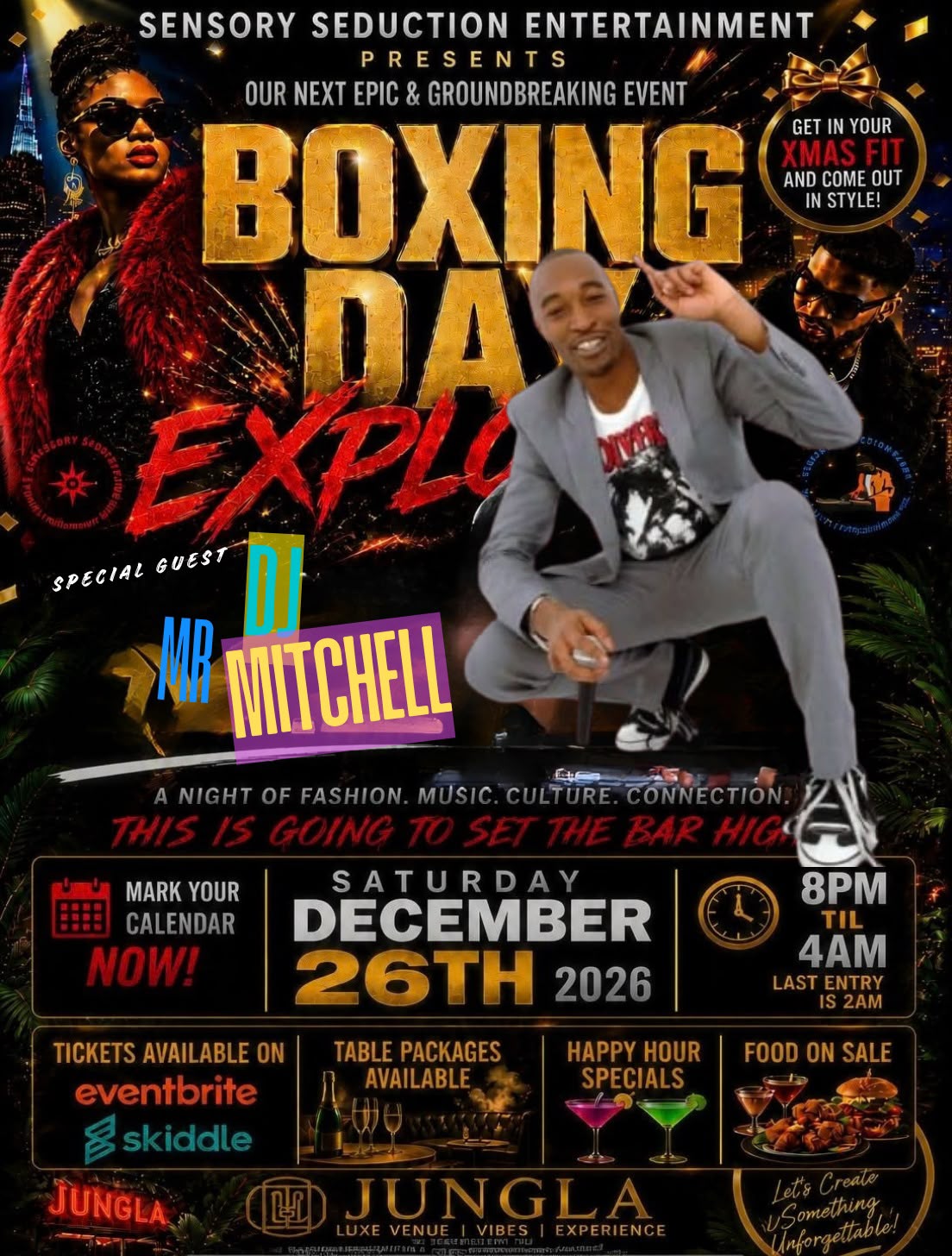 Boxing Day Explosion 2026 special guest Mr DJ Mitchell poster