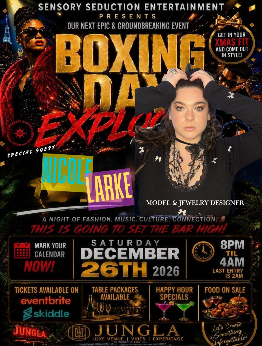 Boxing Day Explosion 2026 special guest Nicole Clarke poster