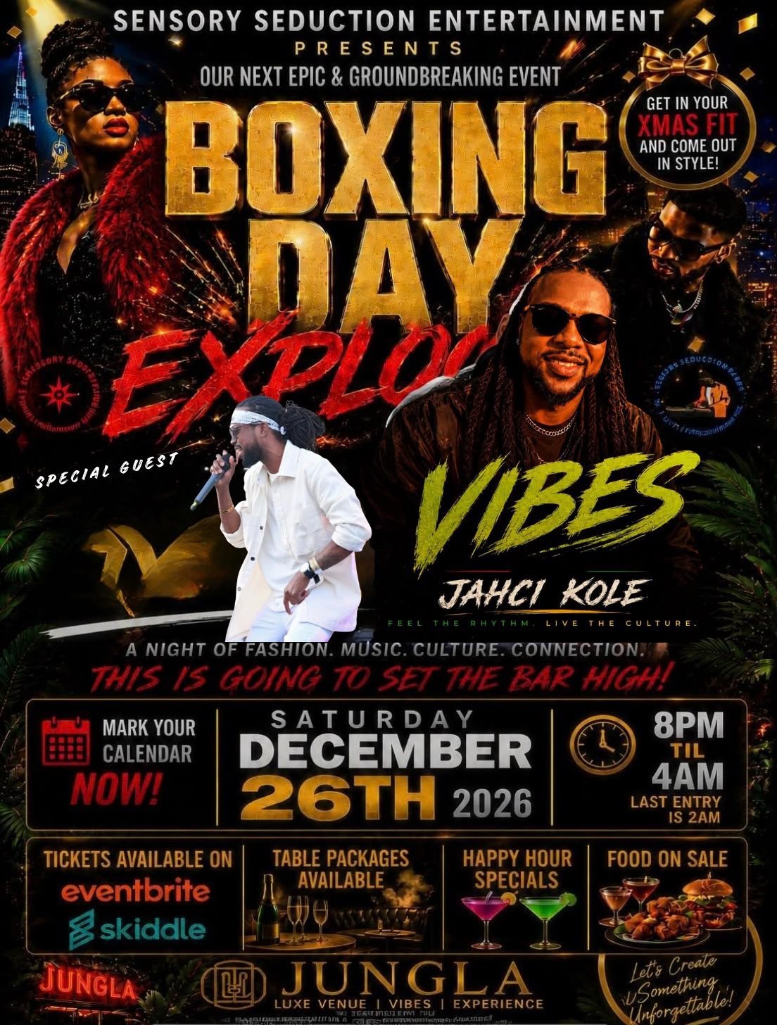 Boxing Day Explosion 2026 special guest Jahzi Kole Vibes poster