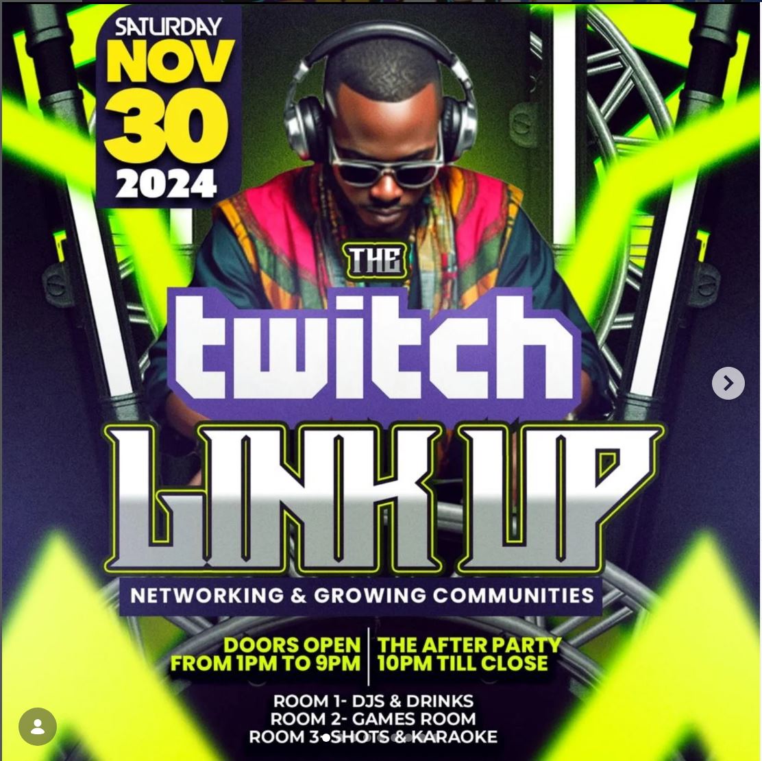 The Twitch Link Up event flyer